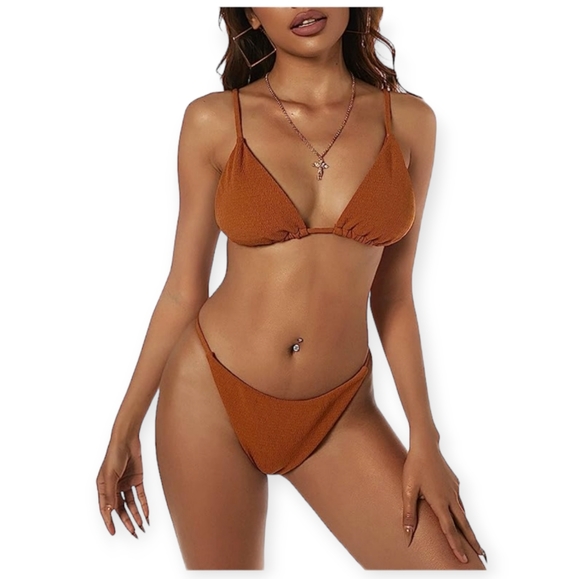 ZAFUL Women's Bikini Swimsuit String Bikini High Cut Ribbed Brazilian - Picture 1 of 5